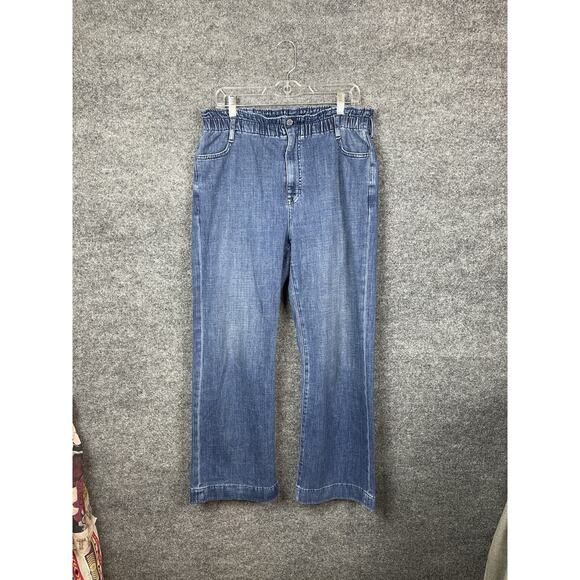 J.CREW Denim - J. Crew Ankle Jeans Size 31T Strech Denim Hi-Rise Wide Leg Elastic Waist 32X27.5